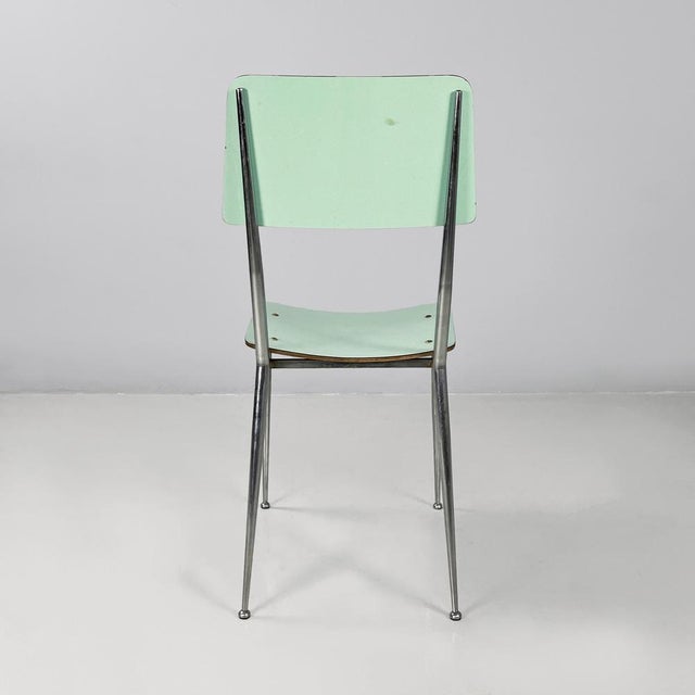 Mid-Century Italian Modern Chairs in Aqua Green Formica and Metal, 1960s, Set of 4 For Sale - Image 4 of 18