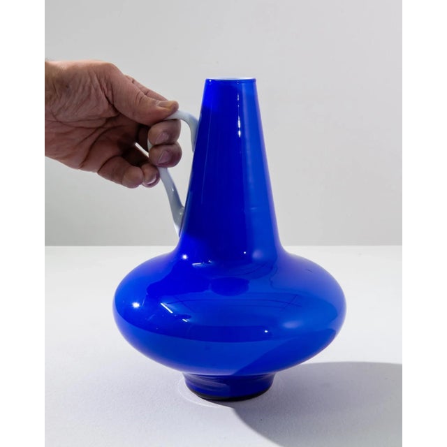 Mid-Century Modern 1960s Italian Blue Glass Vase For Sale - Image 3 of 8