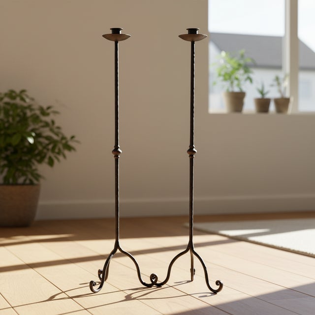 The Hammered Symmetrical Pair: Floor Candelabra Set ️ Create a stunning focal point with perfect symmetry. This Hand-...