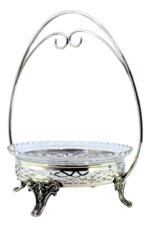 Fruit Bowl in Cut Glass with Silver Structure