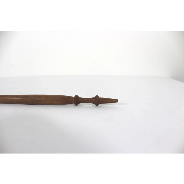 Antique Brass and Wood Candle Snuffer With Match Striker Long Handle For Sale - Image 10 of 10