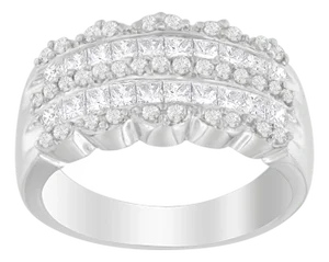 14K White Gold 1 1/7ct. TDW Round and Princess-Cut Diamond Ring(H-I, SI2-I1)