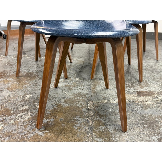 Blue Case Study Furniture Shell Spyder Base Side Chairs, Set of Six For Sale - Image 8 of 12