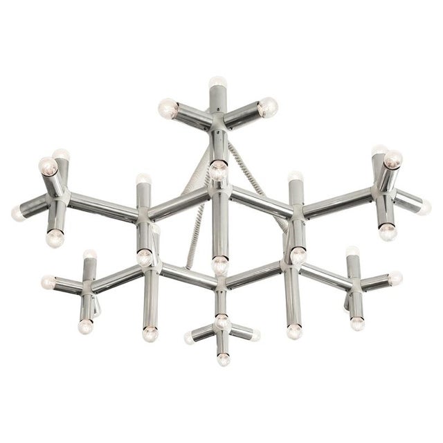 Large Model Atomic Chandelier in White Plastic and Aluminium, 1970s For Sale - Image 6 of 6