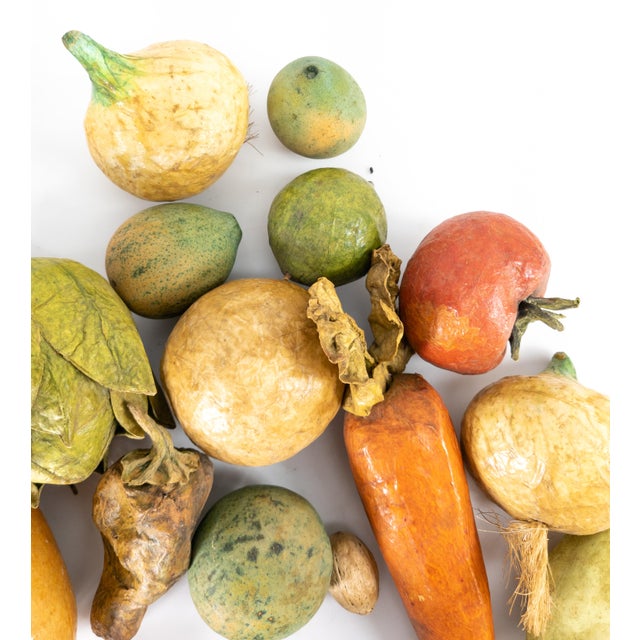 20th Century Group of Folk Art Paper Mache Faux Fruits and Vegetables