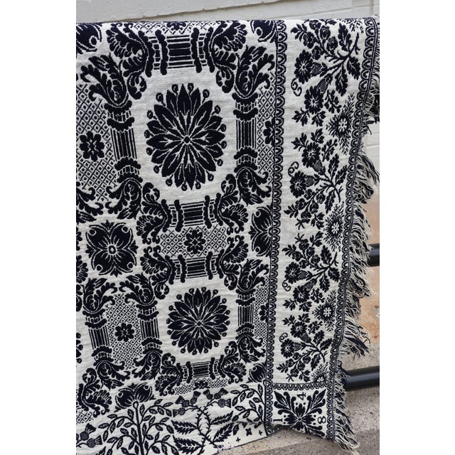 Antique American Reversible Jacquard Coverlet, Wool and Cotton, Dated 1848 For Sale - Image 15 of 16