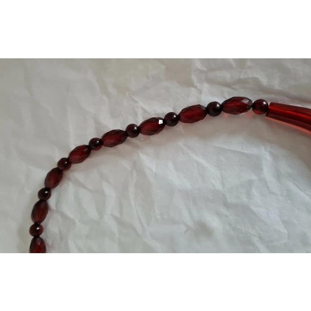 Gold Antique Art Deco Cherry Amber Bakelite Bead Necklace, 1920 For Sale - Image 8 of 14