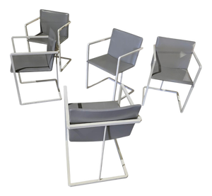 Grey Fabric and White Steel Chairs by Pierre Mazairac & Karel Boonzaaijer for Hennie de Jong, 1970s, Set of 4