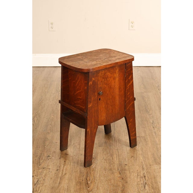 Mission Antique Mission Oak Smoke Stand Bedside Cabinet For Sale - Image 3 of 18