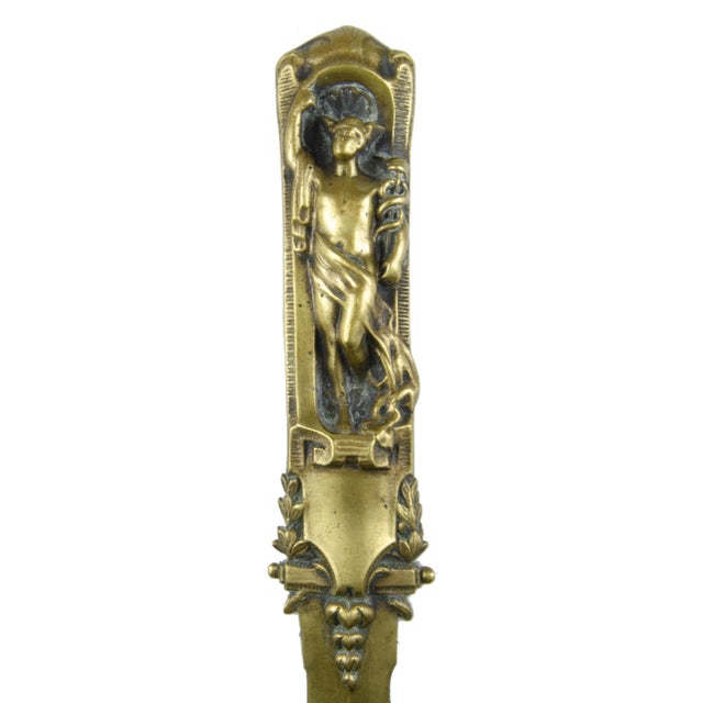 Late 19th Century French Neoclassical Gilt Bronze Letter Opener With Mercury God Motif on Handle For Sale - Image 4 of 9