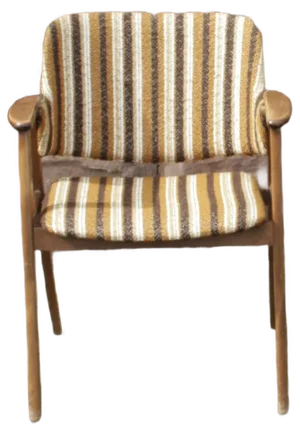 Vintage Scandinavian Style Armchair with Striped Upholstery