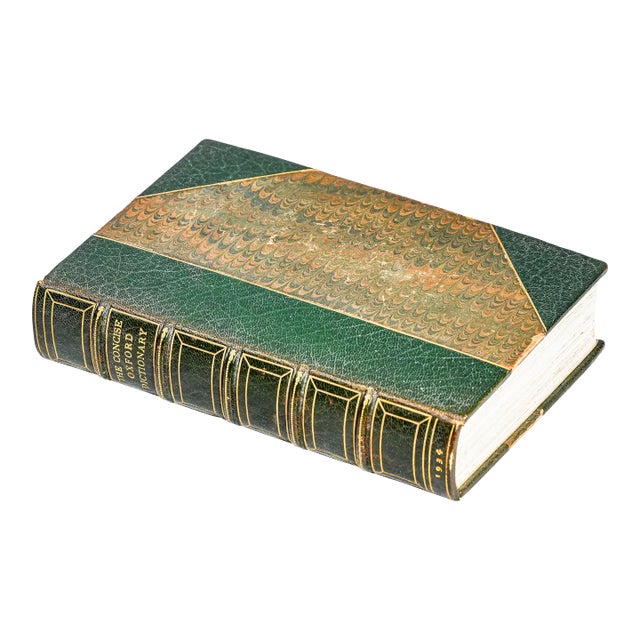 Rare Luxury Edition the Concise Oxford Dictionary 1934 Leather Spine Antique Book For Sale