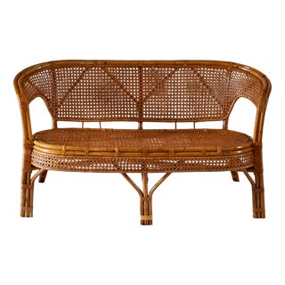 Vintage Bamboo Bench, 1970s For Sale