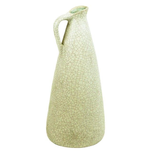 Large German Mid-Century Off White Ceramic Floor Vase For Sale