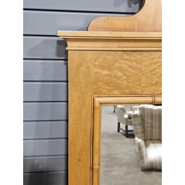 Wood Late 20th Century Baker Birdseye Maple and Faux Bamboo Mirror For Sale - Image 7 of 12