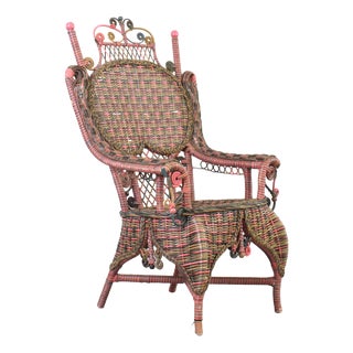American Victorian Wicker Armchair from Heywood-Wakefield, 1910s For Sale