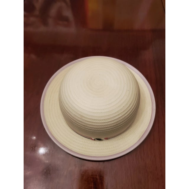 Mid Century Modern Porcelain Faux Panama Straw Hat Jewel Box For Sale In Boston - Image 6 of 6