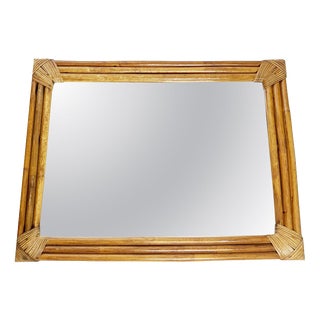 Gold Rattan Mirror, France, 1990s For Sale