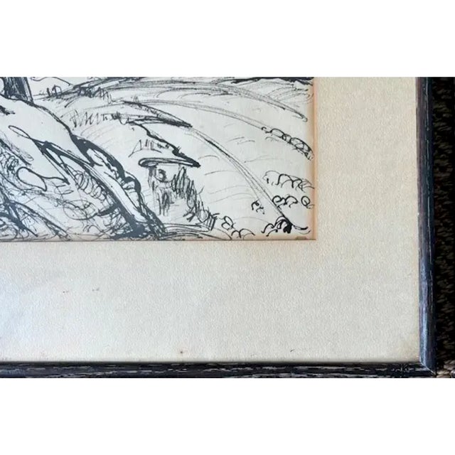 Original Early Mid Century Landscape Ink Drawings by Listed Artist Hesill Boultbee - Signed For Sale - Image 11 of 15