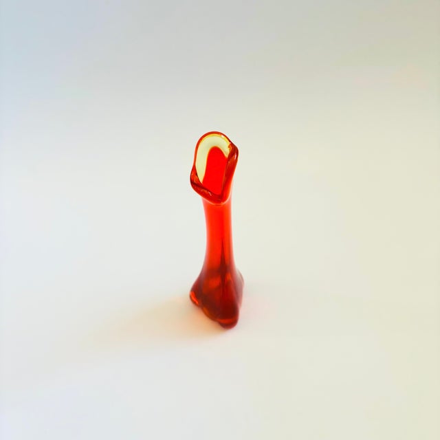 Mid-Century Modern MCM Viking Epic Persimmon Orange Swung Glass Vase For Sale - Image 3 of 11