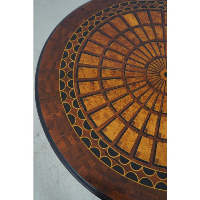 Italian Regency Round Black & Gold Inlaid Center Table For Sale - Image 11 of 14