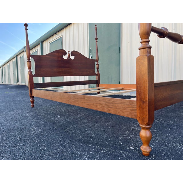 1970s Cresent Furniture Queen Cherry Poster Bed Frame For Sale - Image 12 of 12