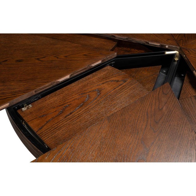 Brown Transitional Round Jupe Dining Table, Large – Warm Brown Oak For Sale - Image 8 of 12