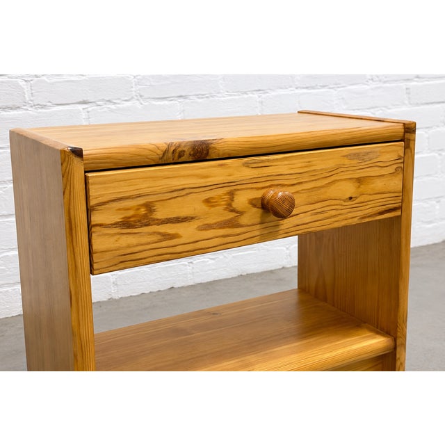 Wood Pair Swedish Mid Century Modern Pine Nightstands, C. 1970’s For Sale - Image 7 of 13