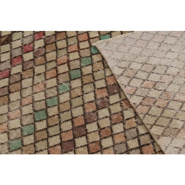 Beige Vintage Turkish Runner, Mosaic-Inspired Multicolor Geometric Design - Rug & Kilim For Sale - Image 8 of 8