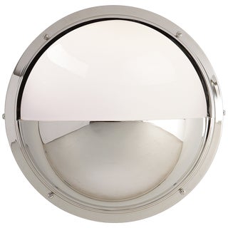 Thomas O'Brien for Visual Comfort Signature Pelham Moon Light in Polished Nickel with White Glass For Sale