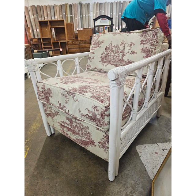 White Wicker and Rattan Henry Link Style Club Chair For Sale - Image 10 of 10