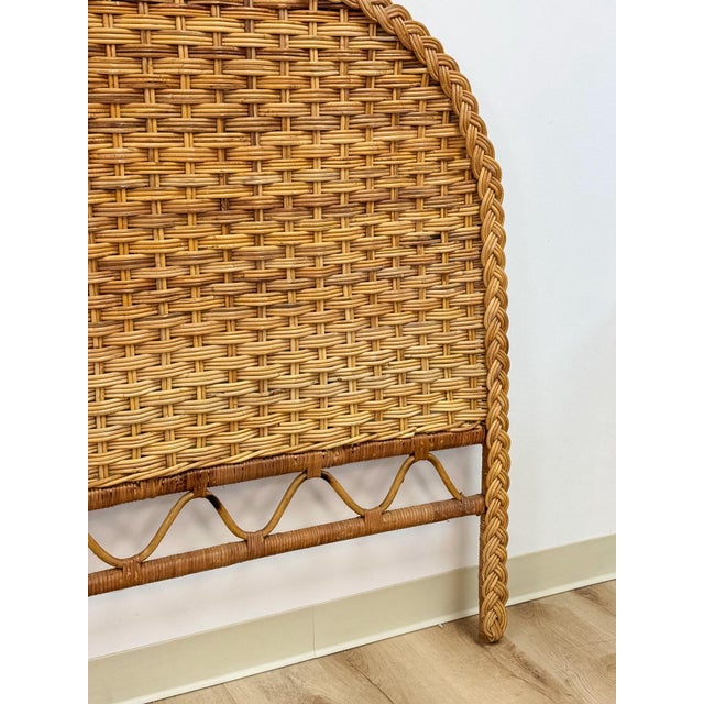 Vintage, Coastal, Boho Wicker Woven Wicker and Rattan, Twin Headboard Bed Accent For Sale - Image 12 of 14