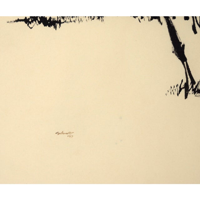 Paper Forest Landscape in Sumi Ink by Schmidt For Sale - Image 7 of 8