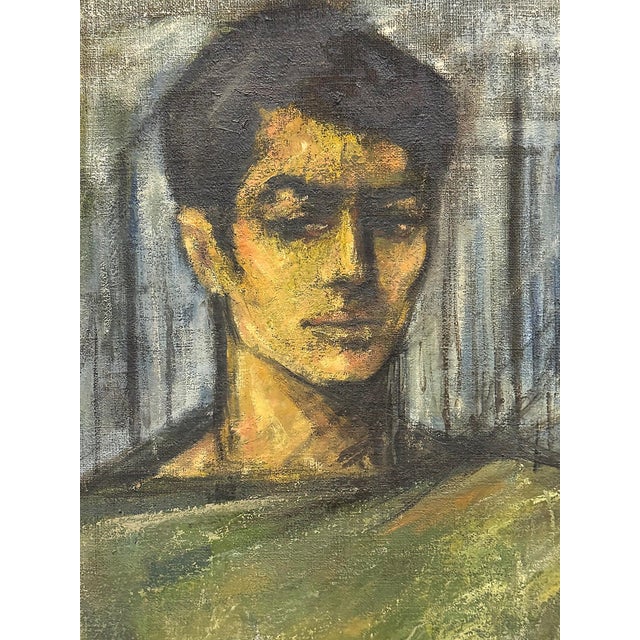 Mid-Century Modern Large Luis Alvarez Mid-Century Portrait Oil Painting, Newly Framed For Sale - Image 3 of 8