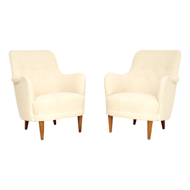 Vintage Swedish Samsas Armchairs from Carl Malmsten, 1960s, Set of 2 For Sale