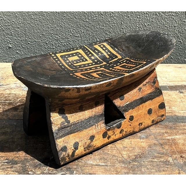 Vintage Brazilian Hand Painted Head Rest For Sale - Image 11 of 12