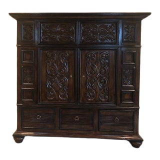 Marge Carson Carved Wood Armoire For Sale