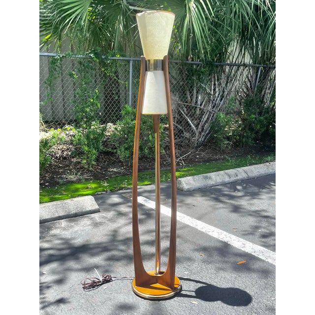 Modeline Mid 20th Century Mid Century Modern Modeline ‘Cactus’ Floor Lamp With Carved Wood For Sale - Image 4 of 12