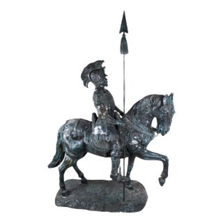 Life Size Roman Armoured Cavalry Officer on Horseback, 20th Century, Bronze For Sale