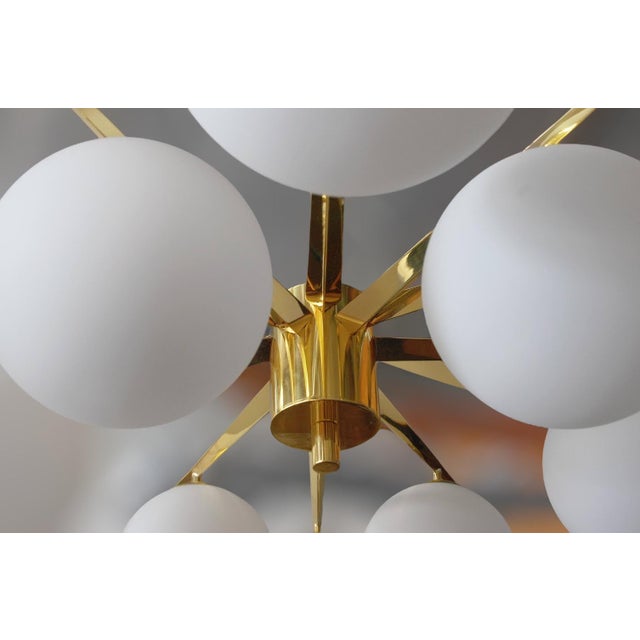 Fabio Ltd 21st Century Star Polished Brass Matte White Murano Flush Mount by Fabio LTD For Sale - Image 4 of 4