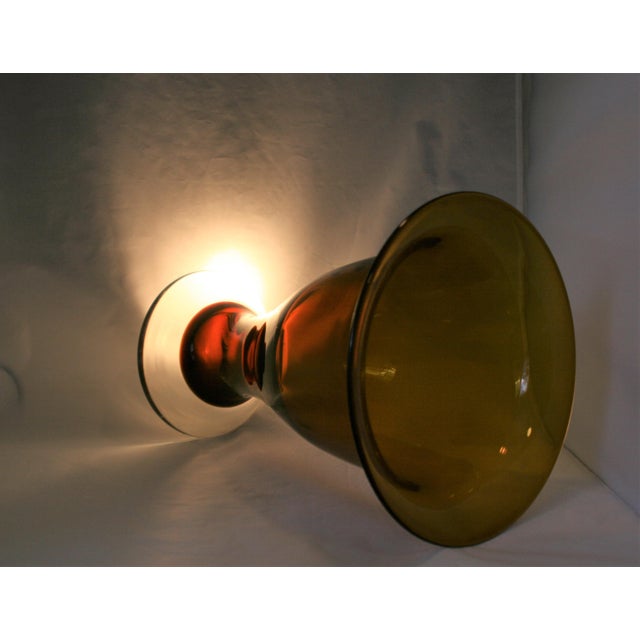 Large Hand Blown Amber Studio Art Glass Trumpet Vase Chairish