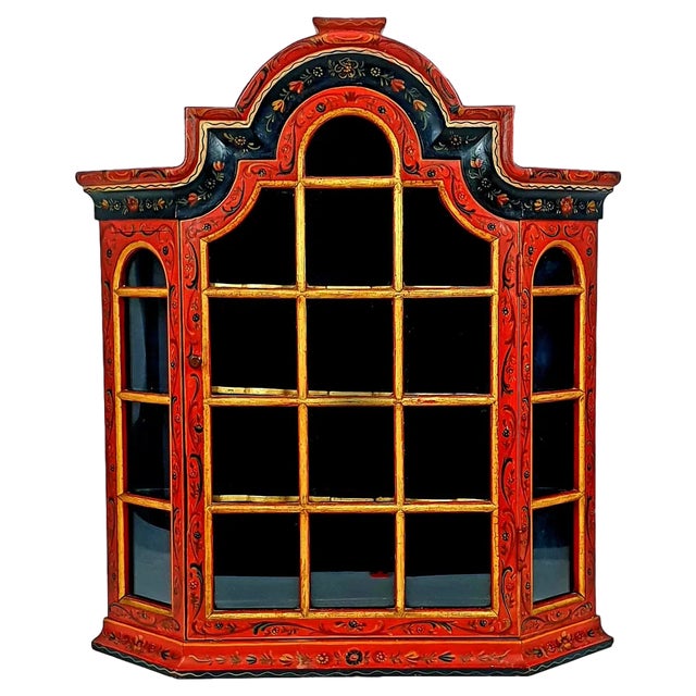 Dutch Folk Art Hindeloopen Wall Vitrine For Sale