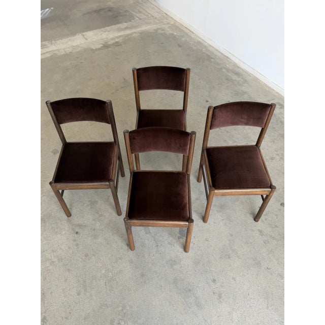 Wood 1970s Minimal Dark Brown Mid Century Chairs For Sale - Image 7 of 15