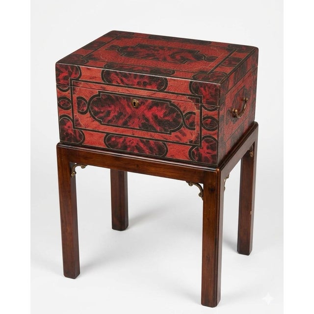 Theodore Alexander Theodore Alexander Georgian Style Leather Covered Mahogany Box on Stand For Sale - Image 4 of 11