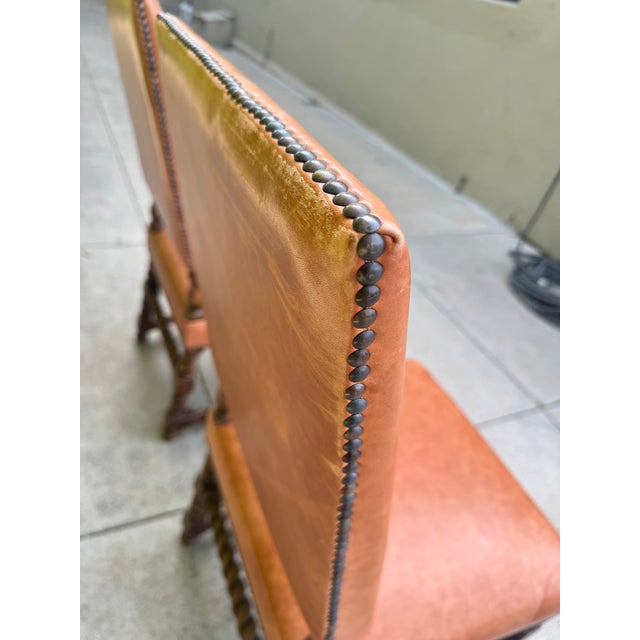 Gorgeous Vintage Ebanista Leather Chairs For Sale - Image 12 of 16