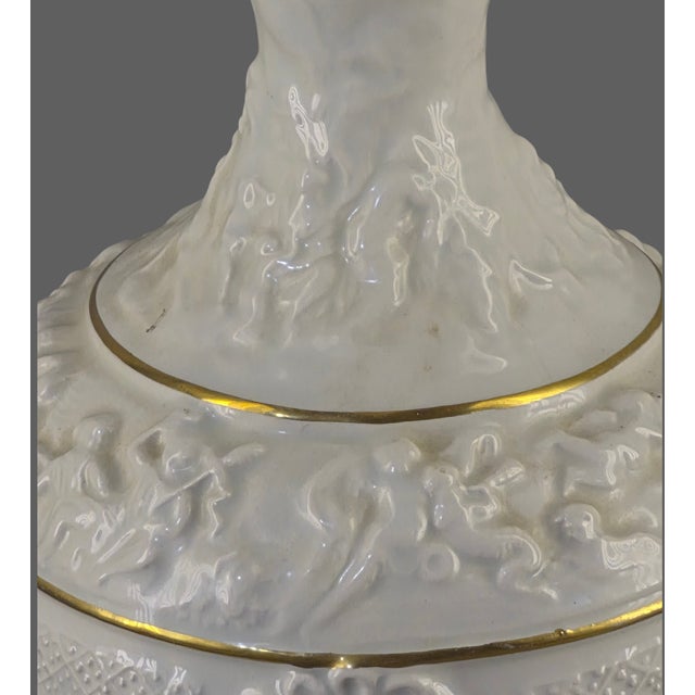 Elegant Neo-Classical Ewer Gilded White Ornate Figural Porcelain Capoimpero Ardald Italy For Sale - Image 13 of 16