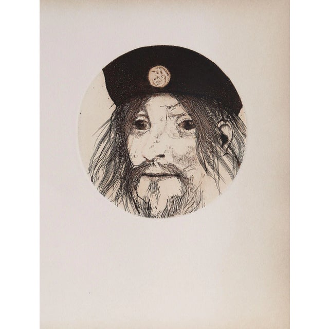 Portrait in Hat - Unframed Etching For Sale