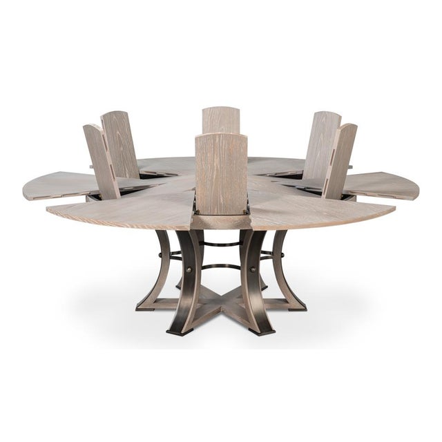 Round Casual Jupe Table With Bluish Gray Moonskin Finish For Sale - Image 9 of 12