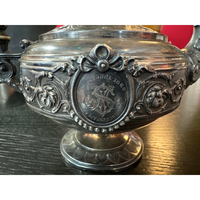 Metal Napoleon III Teapot in Silver with Putto For Sale - Image 7 of 12