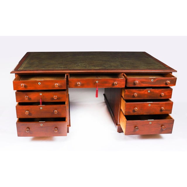 Antique Victorian Flame Mahogany Desk, 1800s For Sale - Image 13 of 18